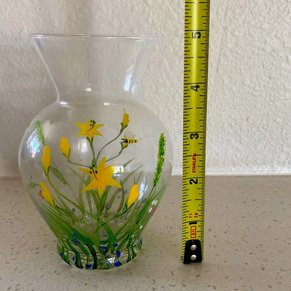 🖤Hand painted‎ vase Vtg